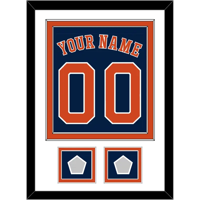Houston Name, Number & 2 World Series Jersey Patches - Alternate Blue - Double Mat 1