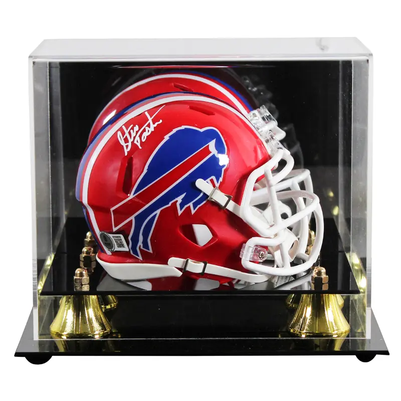 Bills Steve Tasker Signed 1987-01 TB Speed Mini Helmet W/ Case BAS Witnessed