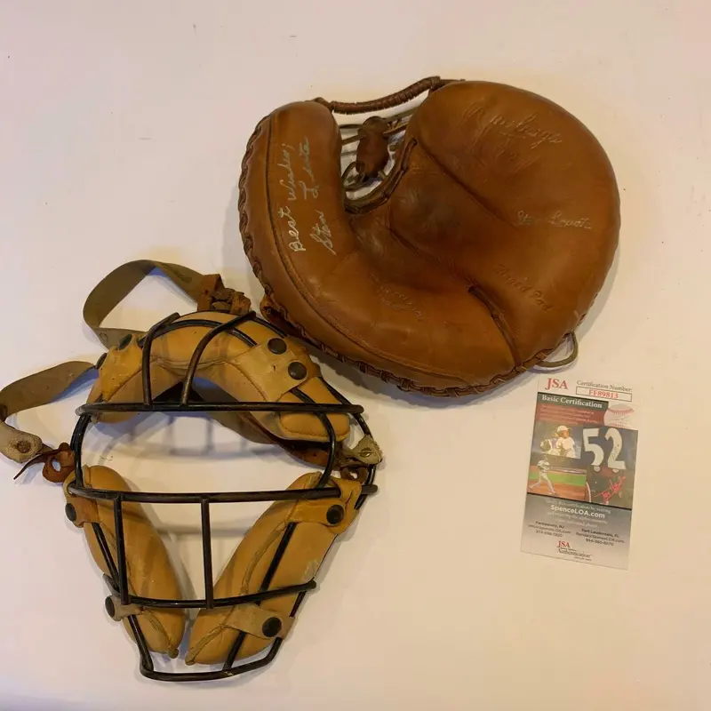 Stan Lopata Signed 1950's Game Model Catchers Mitt Glove JSA COA