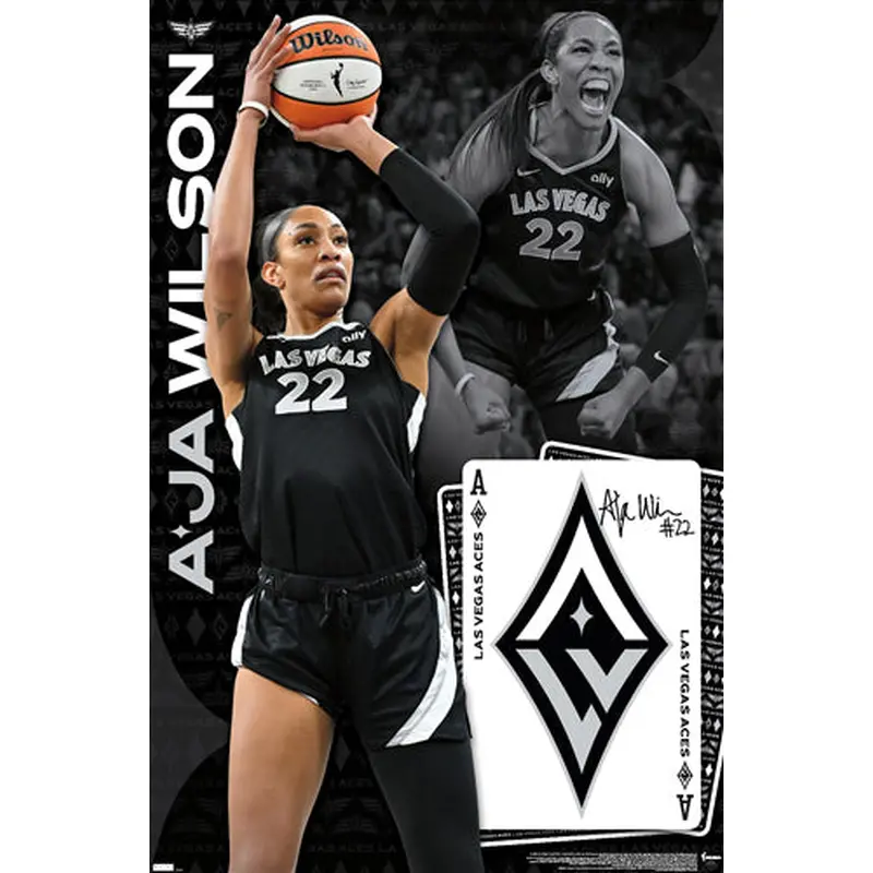 A'ja Wilson "Superstar" Las Vegas Aces WNBA Women's Basketball Poster - Costacos 2024