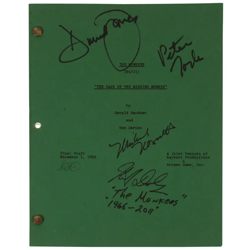 The Monkees (4) Tork, Jones, Nesmith & Dolenz Signed Tv Script BAS #AD38610