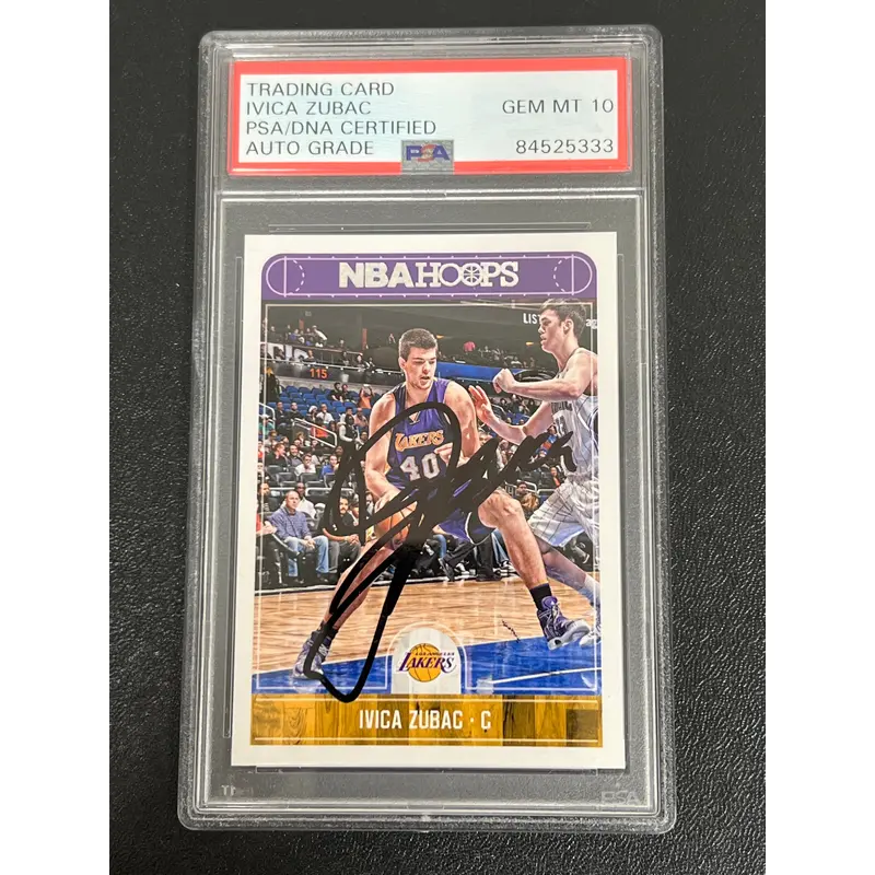 2017-18 Panini NBA Hoops #111 Ivica Zubac Signed Card AUTO 10 PSA Slabbed Lakers