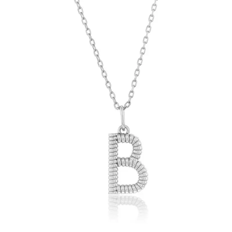 Sterling Silver, Rigid Design 'B' Initial Necklace