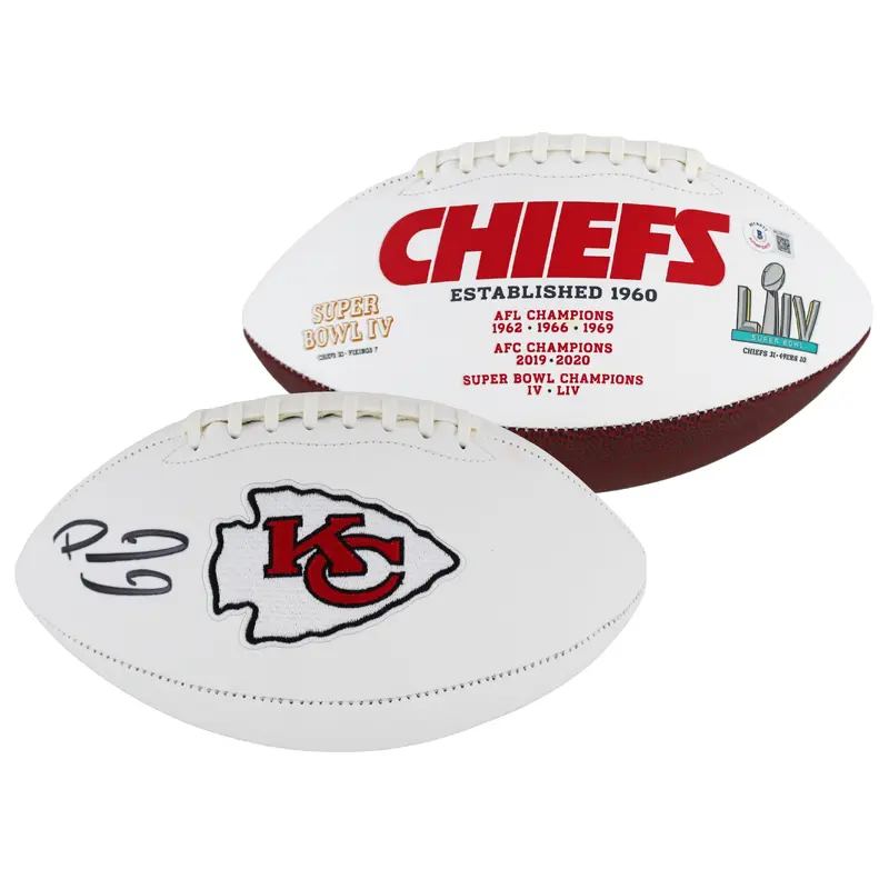 Chiefs Patrick Mahomes Authentic Signed White Panel Logo Football BAS #AC26707