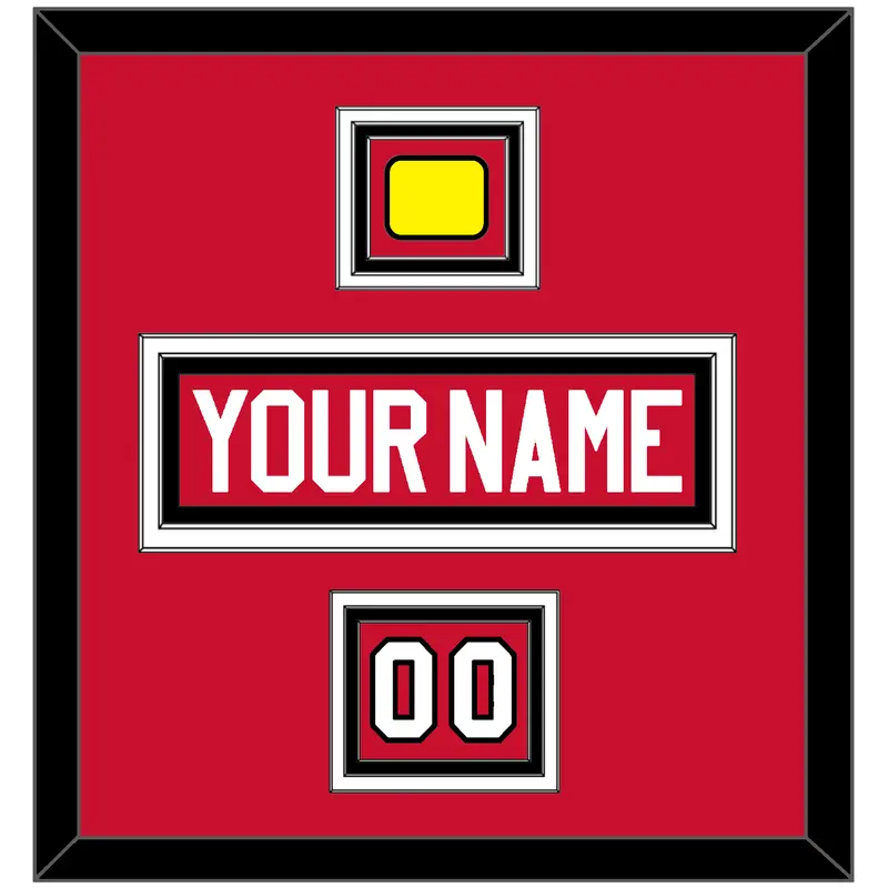 Chicago Nameplate, Number (Shoulder) & Jersey Logo Patch - Home Red (2007-2017) - Triple Mat 2