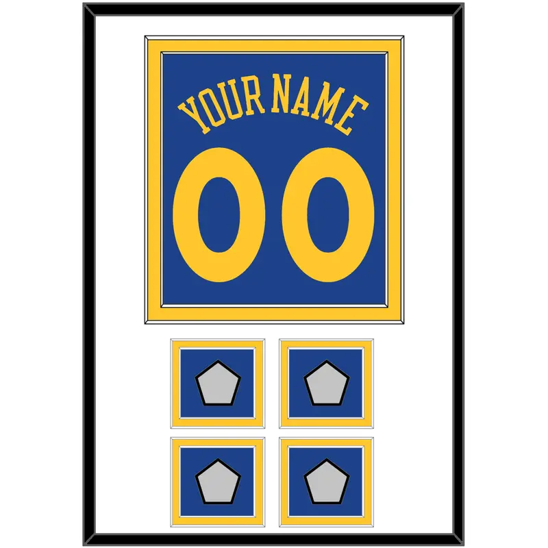 Golden State Name & Number With 4 Finals Patches - Road Blue (2010-2019) - Double Mat 1