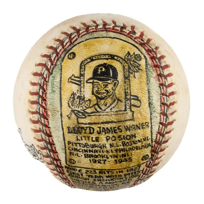 Beautiful Lloyd Waner Hand Painted George Sosnak Folk Art Signed Baseball
