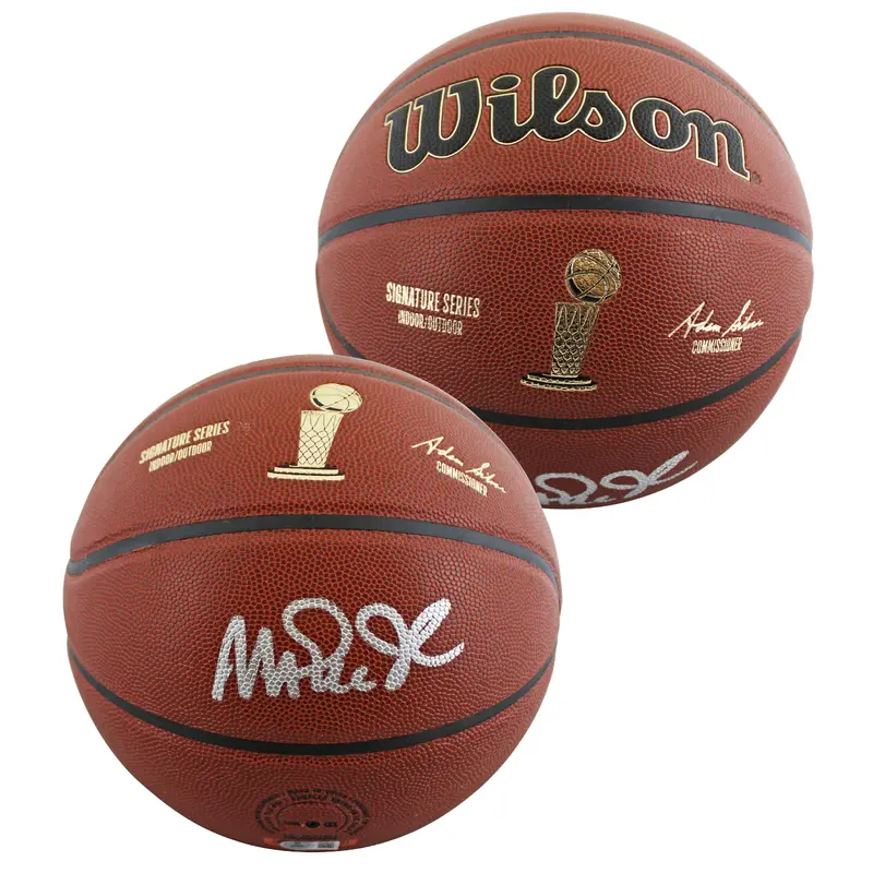 Lakers Magic Johnson Signed Wilson Trophy Series Basketball BAS Witnessed
