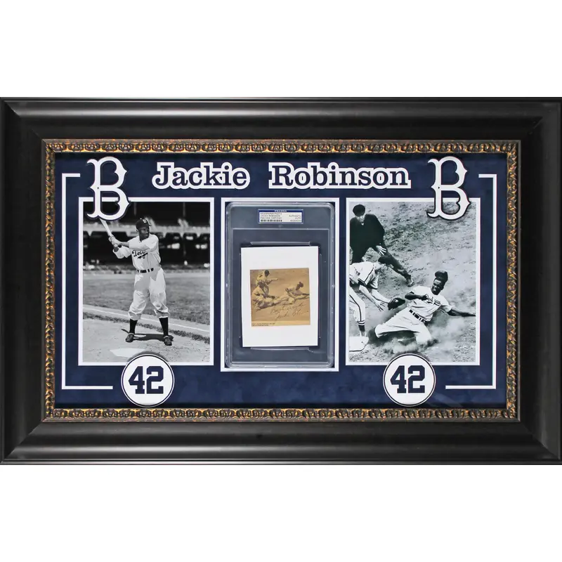 Dodgers Jackie Robinson Authentic Signed 3.5x3.5 Cut Signature PSA/DNA Slabbed