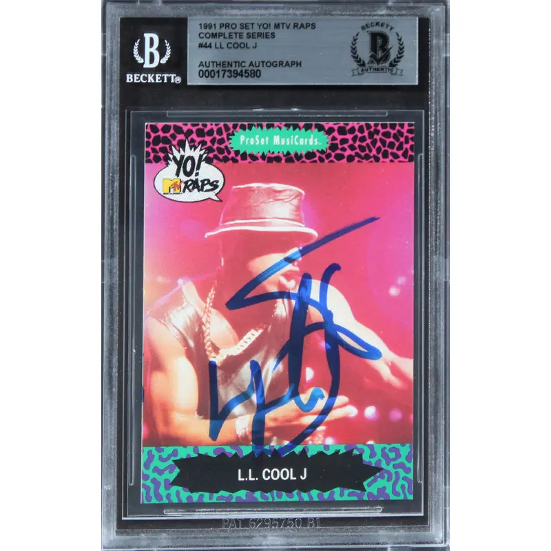 L.L. Cool J Signed 1991 Pro Set Yo! MTV Raps Complete Series #44 Card BAS Slab