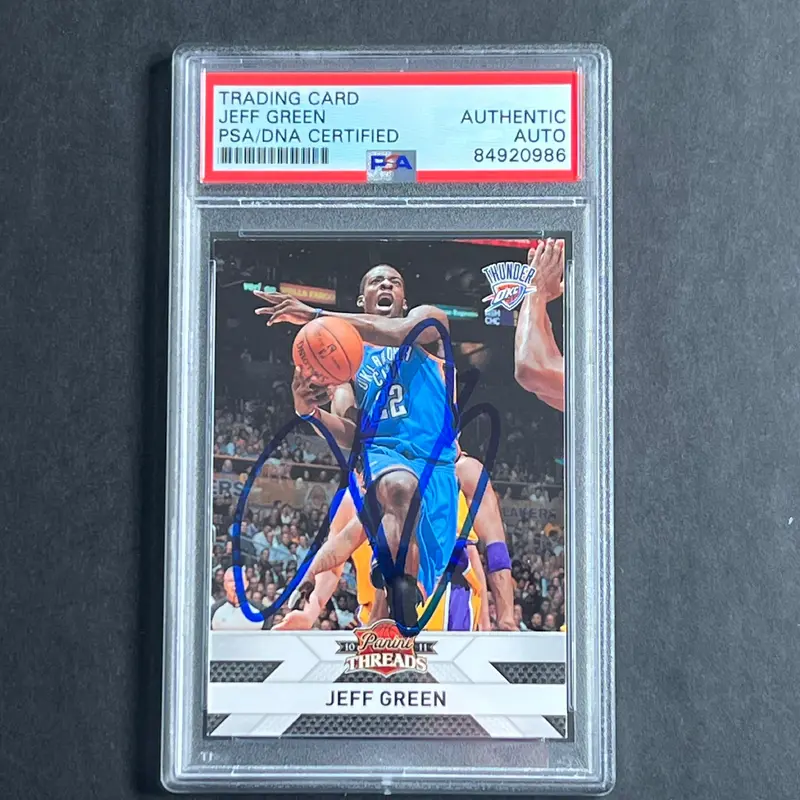 2010-11 Panini Threads #57 Jeff Green Signed Card AUTO PSA/DNA Slabbed Thunder