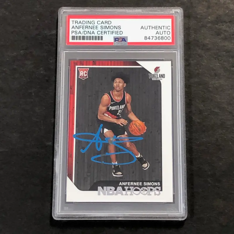 2018-19 NBA Hoops #277 ANFERNEE SIMONS Signed Rookie Card AUTO PSA Slabbed RC Blazers