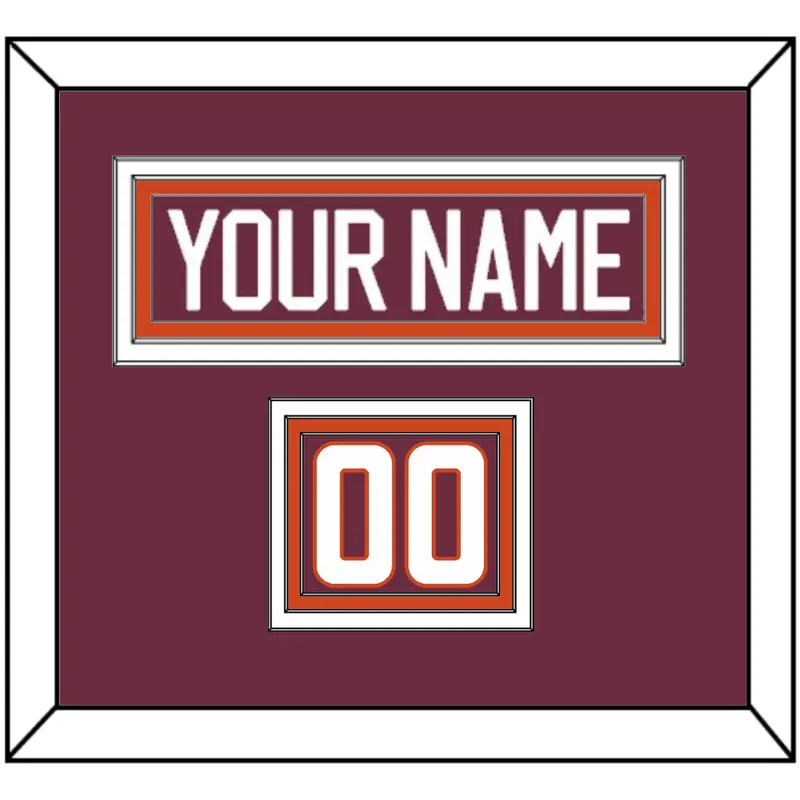 Virginia Tech Hockey Nameplate & Number (Shoulder) - Road Maroon - Triple Mat 2