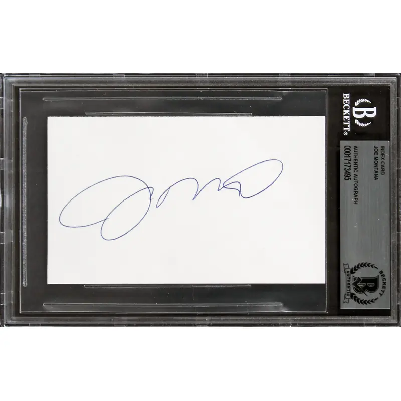 49ers Joe Montana Authentic Signed 3x5 Index Card Autographed BAS Slabbed