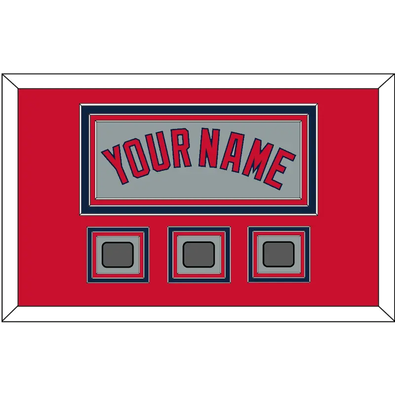 Boston Name & Three World Series Jersey Patches - Road Gray - Triple Mat 2