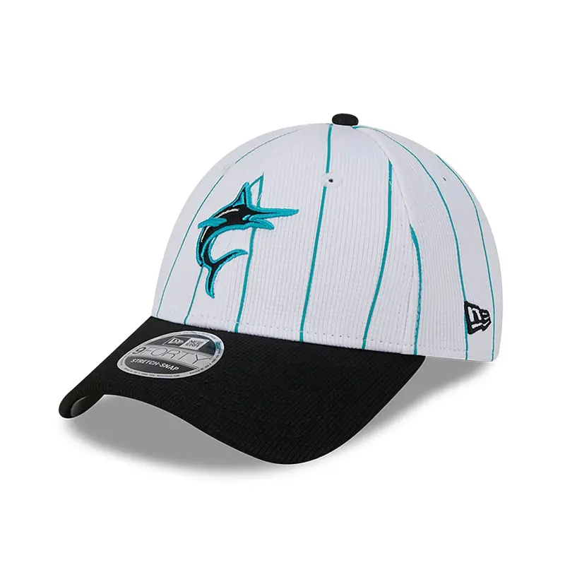 Miami Marlins MLB Batting Practice White 9FORTY Stretch Snap Adjustable Cap